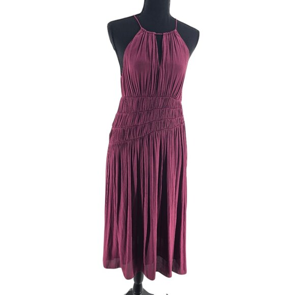 Anthropologie Moulinette Soeurs‎ Smocked Halter Midi Dress in Plum Size 2 - Picture 1 of 6
